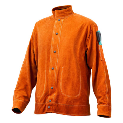 Flame-Resistant Welding Jacket Heavy Duty Leather Welding Jacket L Size