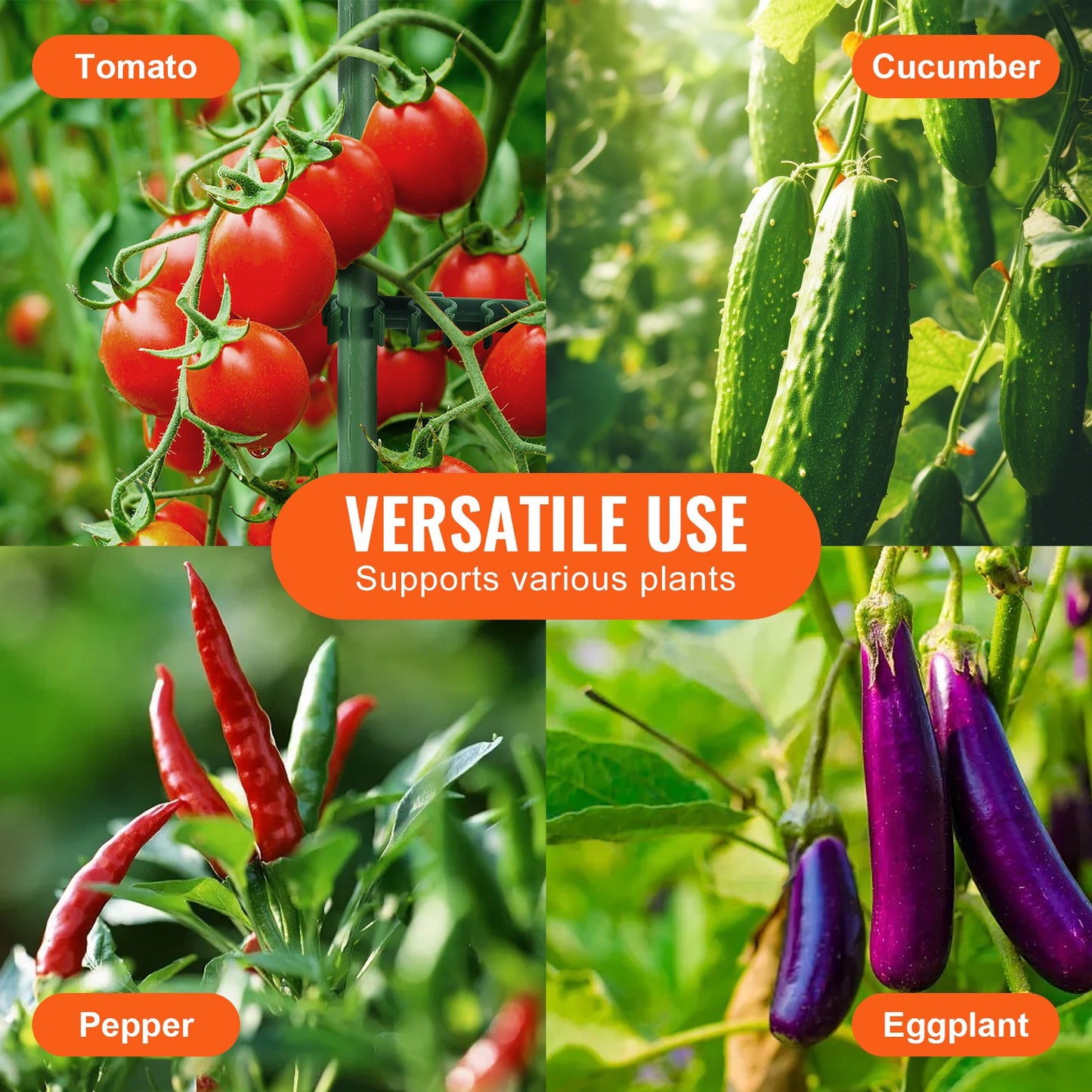 VEVOR 6 Packs Tomato Cages for Garden, 1230 mm Tomato Trellis Plant Stakes Support, Stackable Tall Plant Support Cage, for Raised Garden Bed, Vegetables Flowers and Climbing Plants