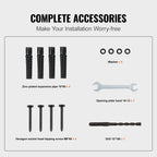 Single Post 1-2, Black Steel Railing 441LBS Capacity Baking Varnish Iron Stairs Stylish Handrails for Outdoor Steps with Expansion Bolts & Drill Bit