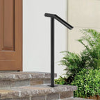 Single Post 1-2, Black Steel Railing 441LBS Capacity Baking Varnish Iron Stairs Stylish Handrails for Outdoor Steps with Expansion Bolts & Drill Bit