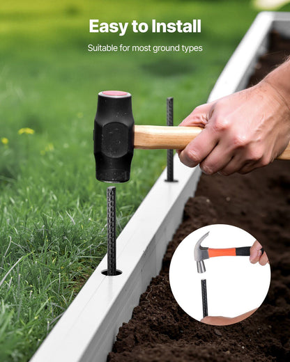 Rebar Stakes, 406.4 mm, Heavy-Duty 11.5 mm Diameter, Straight Galvanized Steel Ground Anchors with Chisel Point End & Rust-Resistant Coating, for Gardening Support, Fence, Camping Tents (16-Pack)