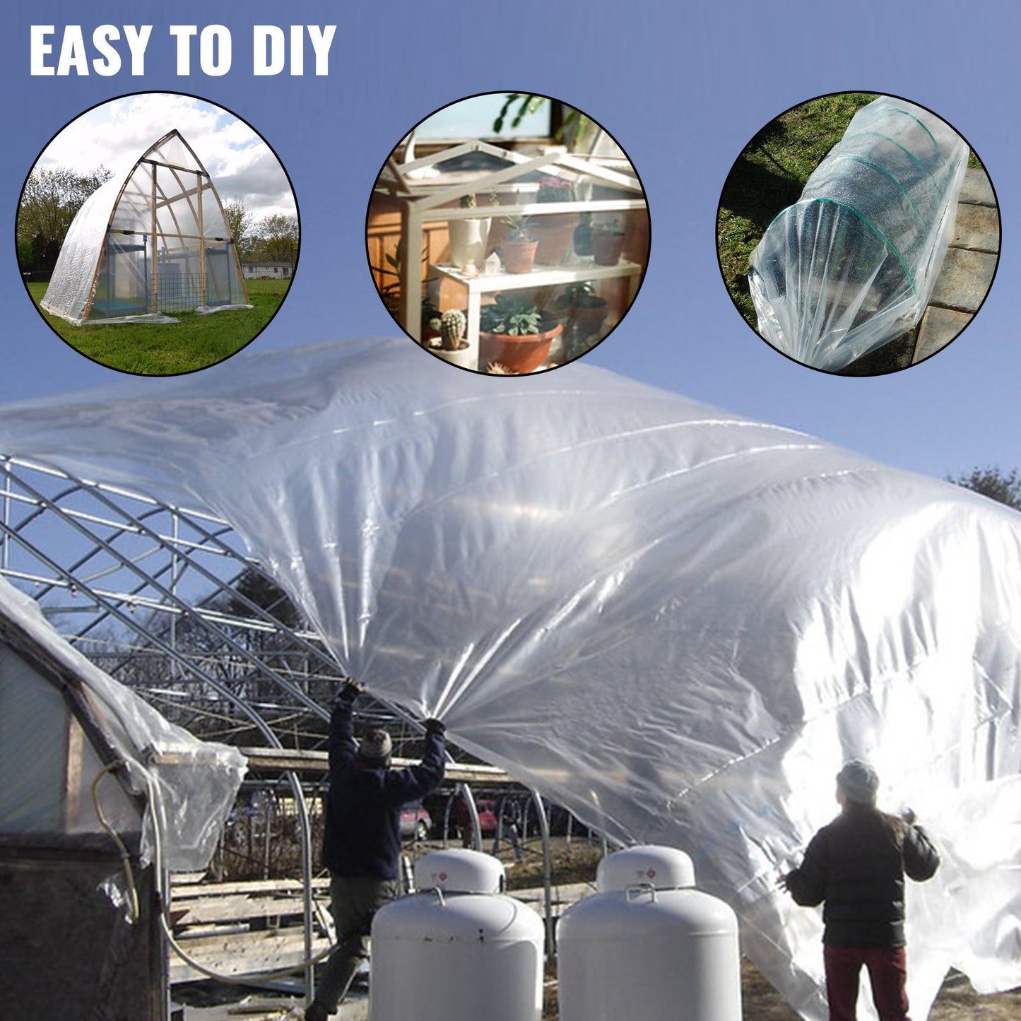 VEVOR Greenhouse Film, Greenhouse Polyethylene Film 12x25 ft Greenhouse Plastic