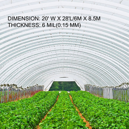 VEVOR Greenhouse Film, Greenhouse Polyethylene Film 20x28 ft Greenhouse Plastic