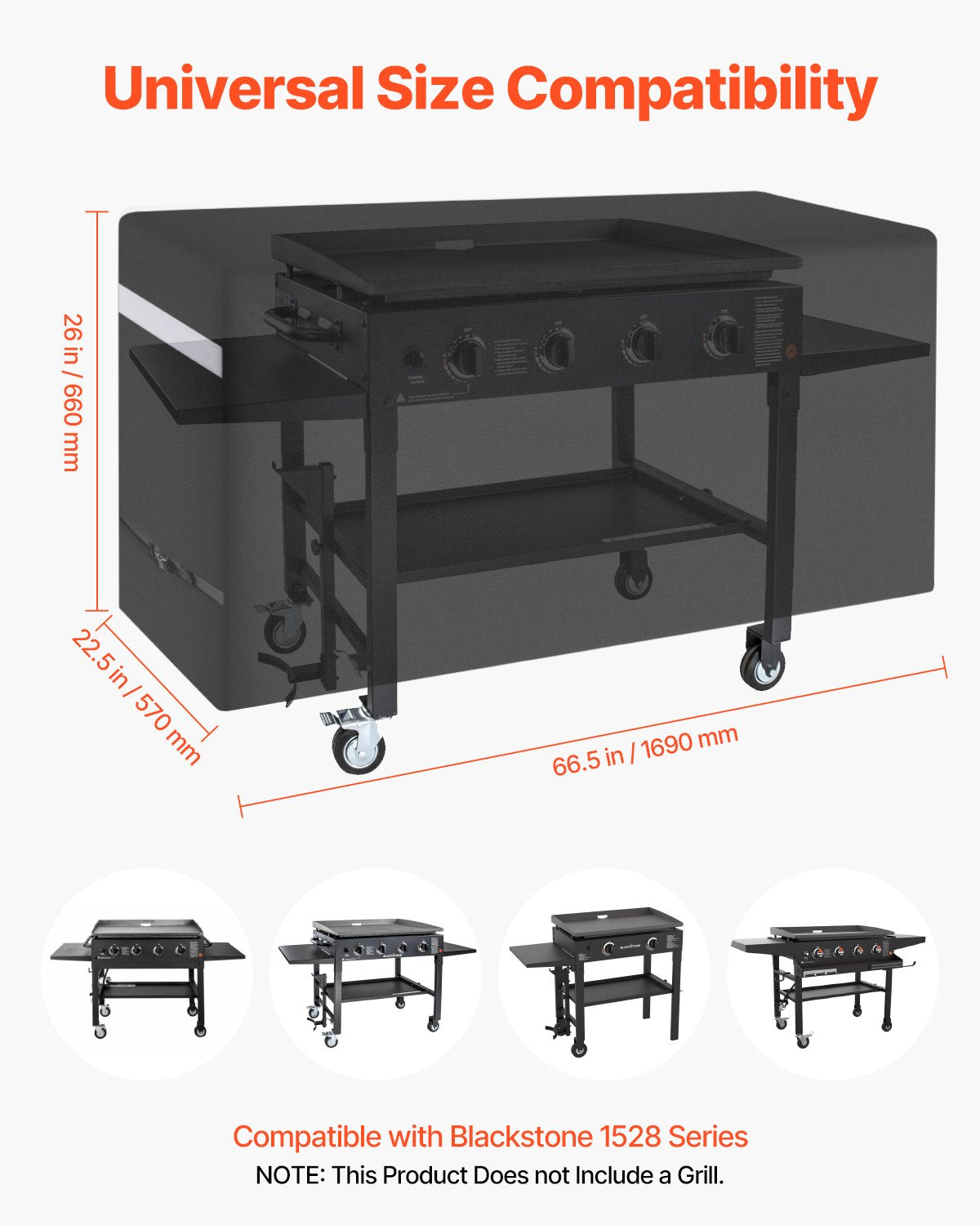 VEVOR 66 inch Grill Cover Heavy Duty BBQ Gas Grill Cover Outdoor Waterproof