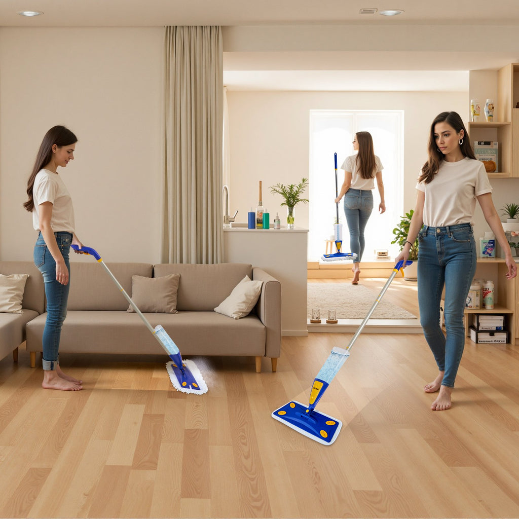 VEVOR Spray Mop, with 3 Washable Pads for Dry and Wet Floor Cleaning & an 800ml Refillable Water Tank, Microfiber Dust Wet Mop & Twisted Cotton Dry Mop, Commercial Home Use for Tiles/Vinyl/Wood Floor