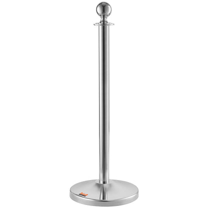 Stanchion Post with Velvet Rope, 4-Pack Crowd Control Stanchion with 2PCS 5FT Red Velvet Ropes, Stainless Steel Queue Barrier Line Divider with Fillable Plastic Base, Ball Top for Wedding Museum