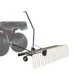 VEVOR Tow Behind Dethatcher, 1.5m Tow Dethatcher with 24 Steel Tines, Lawn Dethatcher Rake for ATV or Mower, Tow Behind Lawn Rake with Lift Handle for Leaves, Pine Needles, and Grass