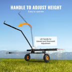 VEVOR Tow Behind Dethatcher, 1.5m Tow Dethatcher with 24 Steel Tines, Lawn Dethatcher Rake for ATV or Mower, Tow Behind Lawn Rake with Lift Handle for Leaves, Pine Needles, and Grass