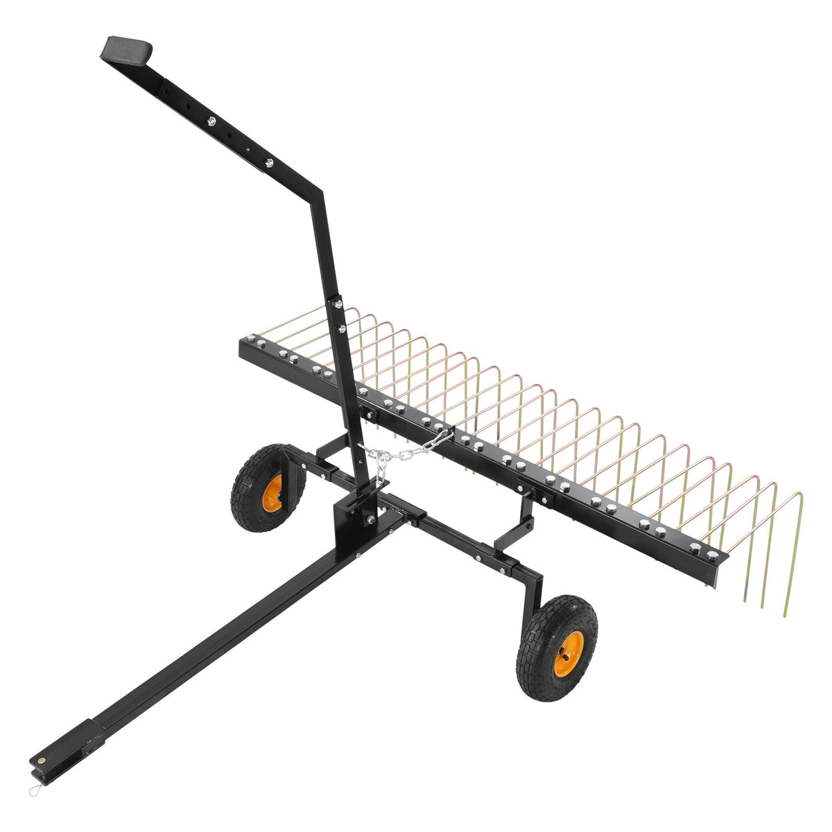 VEVOR Tow Behind Dethatcher, 1.5m Tow Dethatcher with 24 Steel Tines, Lawn Dethatcher Rake for ATV or Mower, Tow Behind Lawn Rake with Lift Handle for Leaves, Pine Needles, and Grass