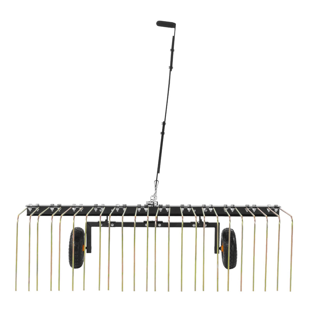 VEVOR Tow Behind Dethatcher, 1.5m Tow Dethatcher with 24 Steel Tines, Lawn Dethatcher Rake for ATV or Mower, Tow Behind Lawn Rake with Lift Handle for Leaves, Pine Needles, and Grass
