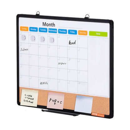 Dry erase calendar with magnetic markers on a white background