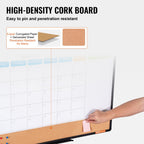 High-density cork board with a hand placing a pink sticky note, on a white background.