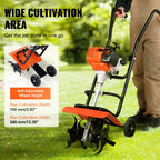 VEVOR Tiller Cultivator Gas Powered, 31CC 4-Stroke Garden Cultivator, Tiller with 4 Steel Adjustable Front Tines for Lawn, Garden and Field Soil Cultivation