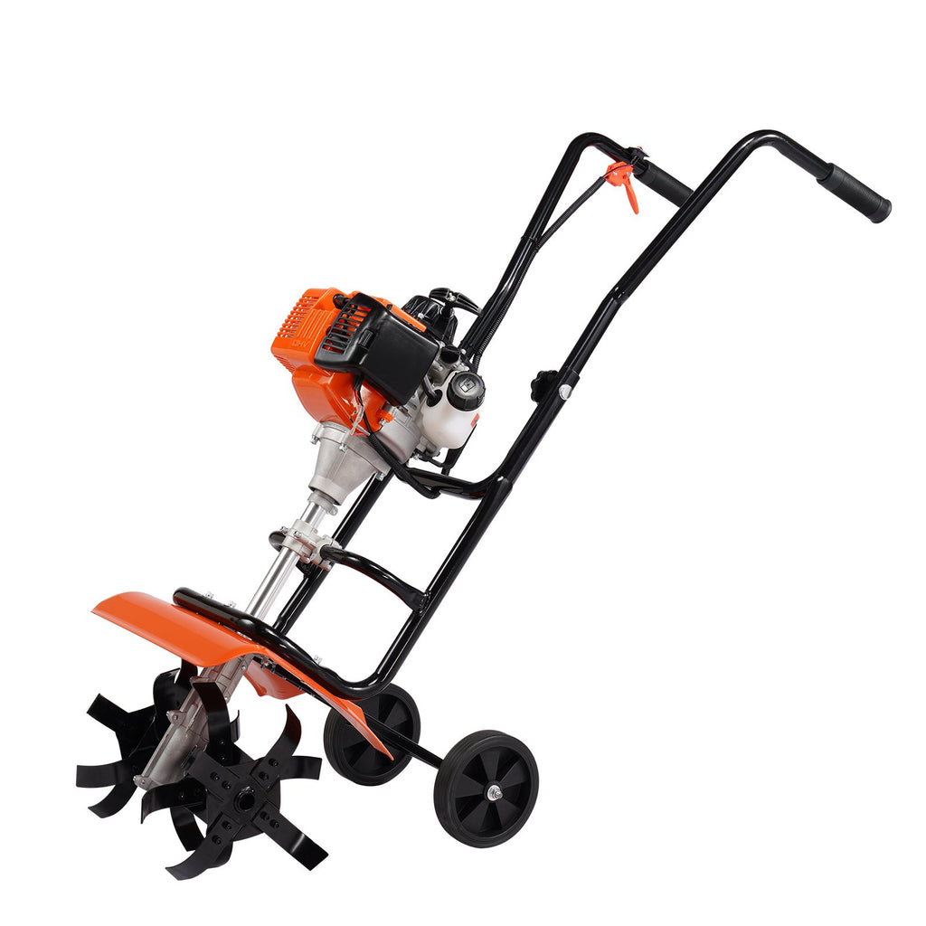 VEVOR Tiller Cultivator Gas Powered, 31CC 4-Stroke Garden Cultivator, Tiller with 4 Steel Adjustable Front Tines for Lawn, Garden and Field Soil Cultivation