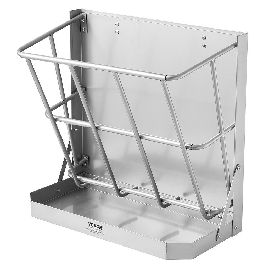 VEVOR Goat Hay Feeder, 21 Gallons Large Capacity, 2 in 1 Hay and Grain Feeder, Wall Mounted Livestock Feeder with Feed Tray, Multiple Sided Goat Hay Rack, Sturdy Steel Hay Rack for Sheep Horses