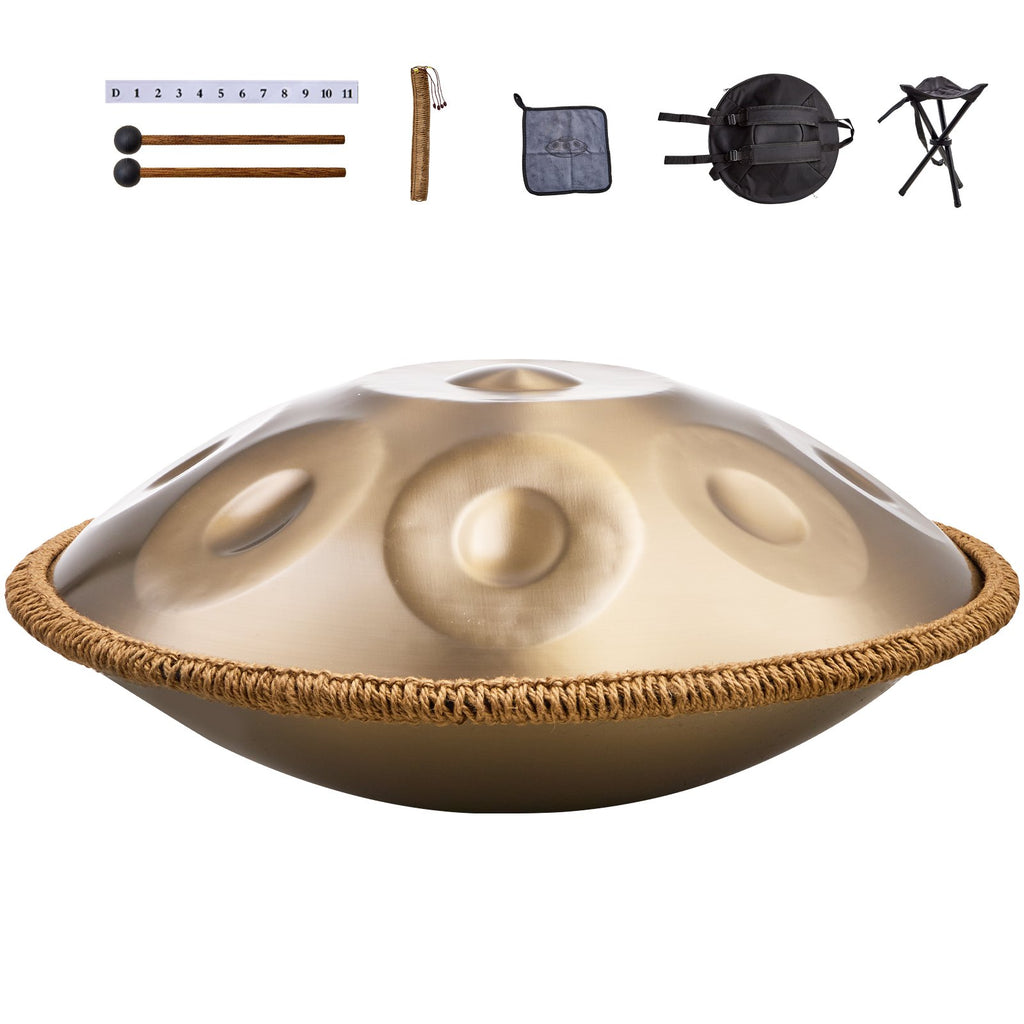 Handpan Drum 22 in 10 Notes D Minor Hand Drum Instrument with Mallet