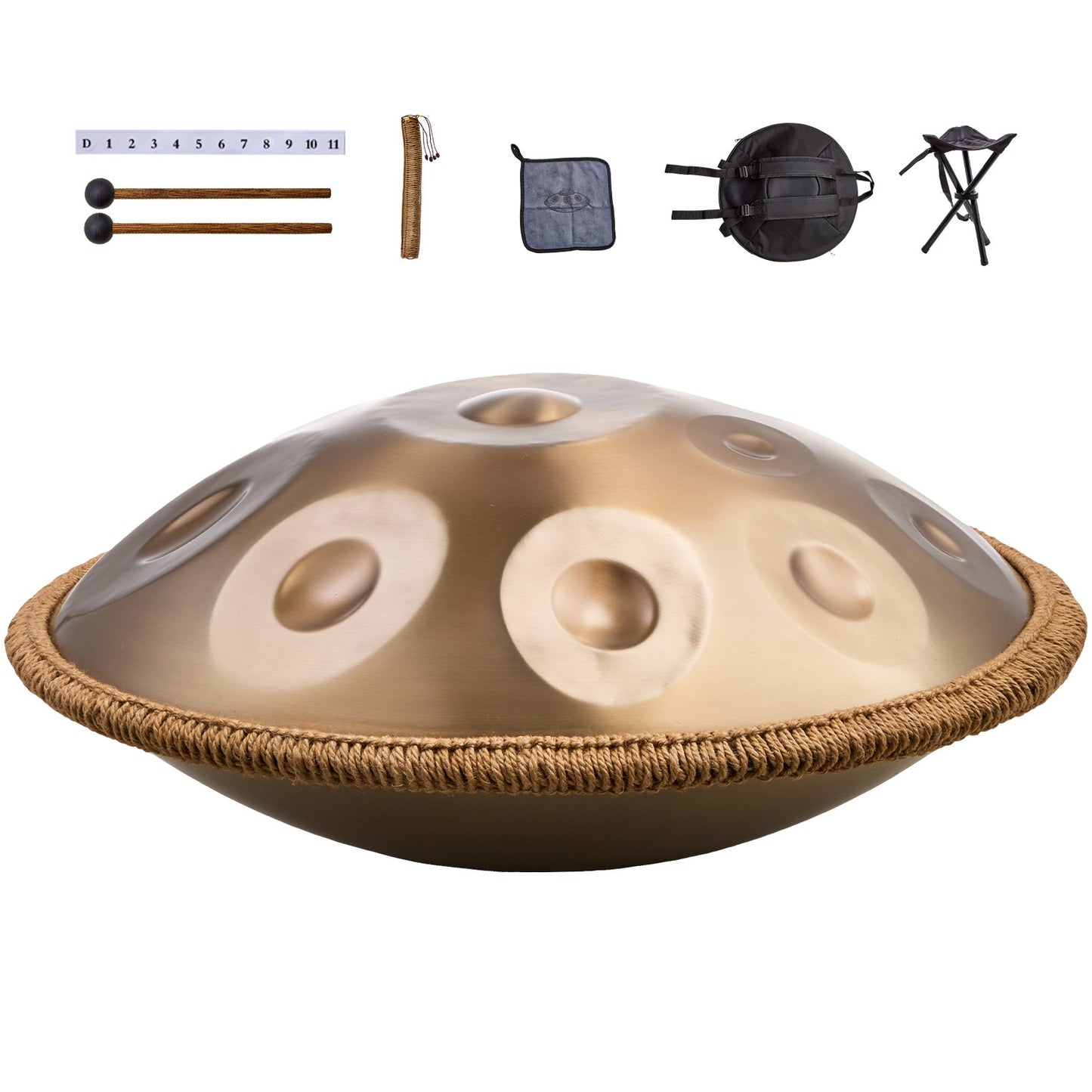 Handpan Drum 22 in 12 Notes D Minor Hand Drum Instrument with Mallet