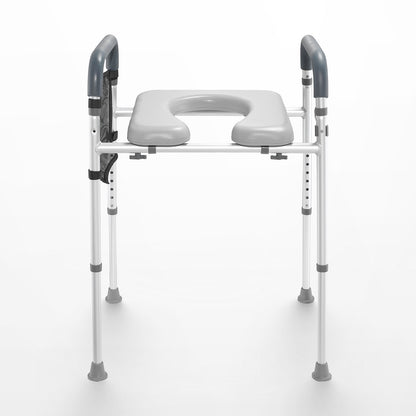 Raised Toilet Seat, 7-Position Height Adjustment 655-805 Mm, 158.7 kg Weight Capacity, with Comfort Padded Aluminum Frame, Universal Toilet Seat Riser, for Elderly, Handicap, Pregnant, Medical