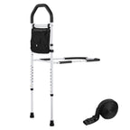 Bed Rail for Elderly, Bedside Assist Rails with Supporting Leg and PU Handrail, Adjustable Height Carbon Steel Pipe Bedside Cane, Bed Bars for Seniors & Patients, Fits King, Queen, Full, Twin