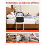Bed Rail for Elderly, Bedside Assist Rails with Supporting Leg and PU Handrail, Adjustable Height Carbon Steel Pipe Bedside Cane, Bed Bars for Seniors & Patients, Fits King, Queen, Full, Twin