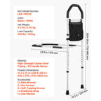 Bed Rail for Elderly, Bedside Assist Rails with Supporting Leg and PU Handrail, Adjustable Height Carbon Steel Pipe Bedside Cane, Bed Bars for Seniors & Patients, Fits King, Queen, Full, Twin