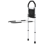 Bed Rail for Elderly, Bedside Assist Rails with Supporting Leg and PU Handrail, Adjustable Height Carbon Steel Pipe Bedside Cane, Bed Bars for Seniors & Patients, Fits King, Queen, Full, Twin