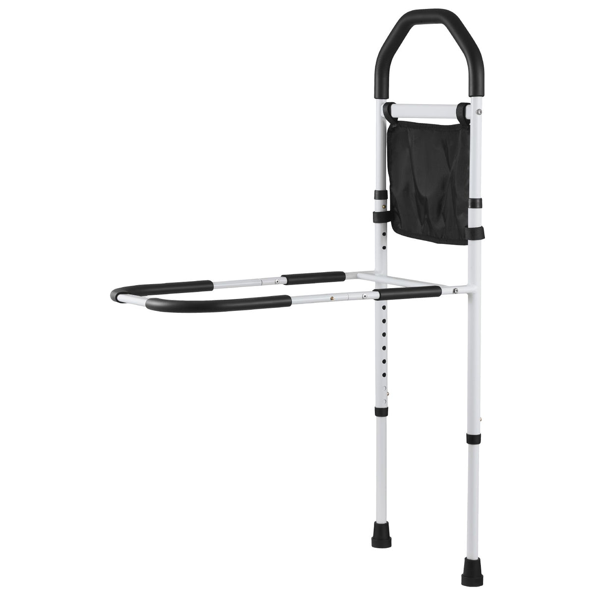 Bed Rail for Elderly, Bedside Assist Rails with Supporting Leg and PU Handrail, Adjustable Height Carbon Steel Pipe Bedside Cane, Bed Bars for Seniors & Patients, Fits King, Queen, Full, Twin
