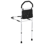 Bed Rail for Elderly, Bedside Assist Rails with Supporting Leg and PU Handrail, Adjustable Height Carbon Steel Pipe Bedside Cane, Bed Bars for Seniors & Patients, Fits King, Queen, Full, Twin