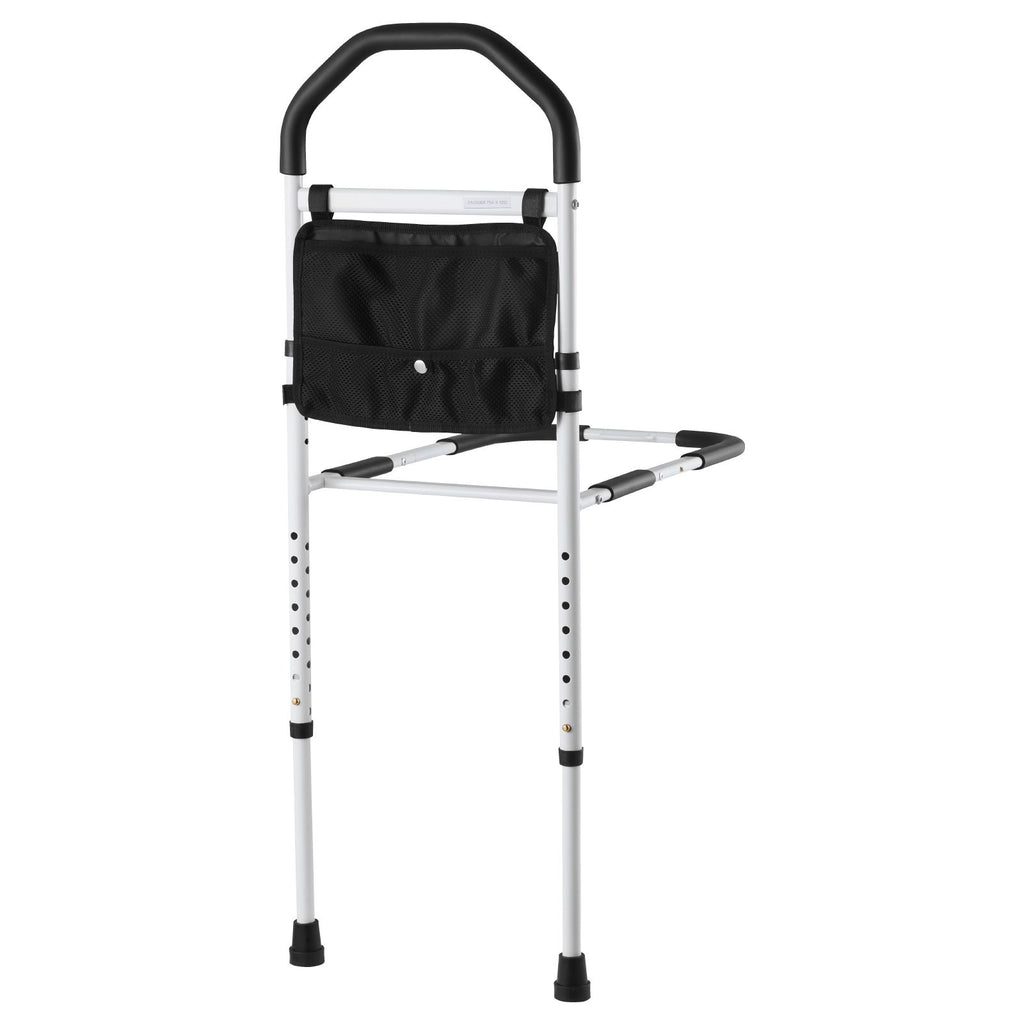 Bed Rail for Elderly, Bedside Assist Rails with Supporting Leg and PU Handrail, Adjustable Height Carbon Steel Pipe Bedside Cane, Bed Bars for Seniors & Patients, Fits King, Queen, Full, Twin