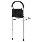 Bed Rail for Elderly, Bedside Assist Rails with Supporting Leg and PU Handrail, Adjustable Height Carbon Steel Pipe Bedside Cane, Bed Bars for Seniors & Patients, Fits King, Queen, Full, Twin