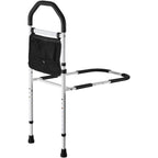 Bed Rail for Elderly, Bedside Assist Rails with Supporting Leg and PU Handrail, Adjustable Height Carbon Steel Pipe Bedside Cane, Bed Bars for Seniors & Patients, Fits King, Queen, Full, Twin