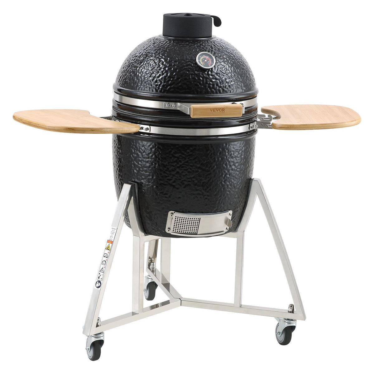 VEVOR Portable Charcoal Grill, Propane Gas Grills with Cover and Cart, Heavy Duty Stainless Steel BBQ Grill, Mini Smoker for Outdoor Cooking, Barbecue Camping, Picnic, and Backyard, Black