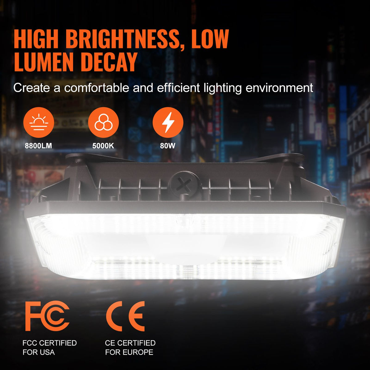 4 Pack LED Canopy Lights 80W 8800LM 5000K Daylight Outdoor Canopy Lighting