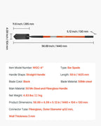 Trench Shovel, 10.4 cm Blade Heavy-Duty Trenching Shovel, Narrow Spade Trench Digger with Fiberglass Handle and Non-Slip Grip, for Gardening, Digging Holes, Trenching, and Planting, 142.5 cm
