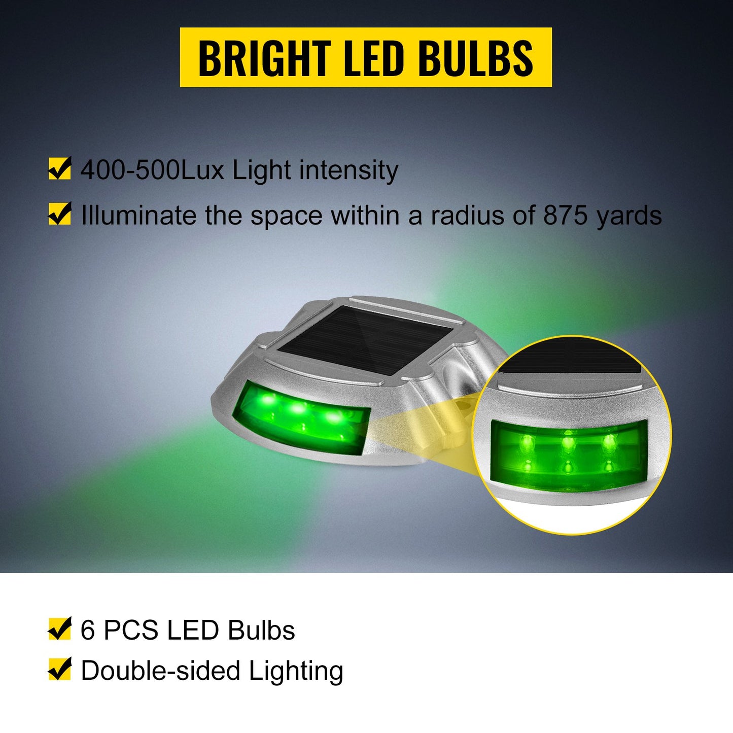 VEVOR 8-Pack Solar Driveway Light LED Road Markers Green for Garden Pathway