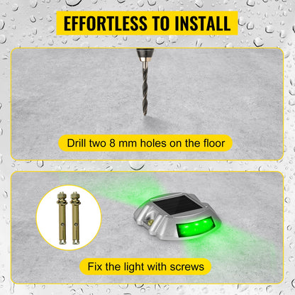 VEVOR 8-Pack Solar Driveway Light LED Road Markers Green for Garden Pathway