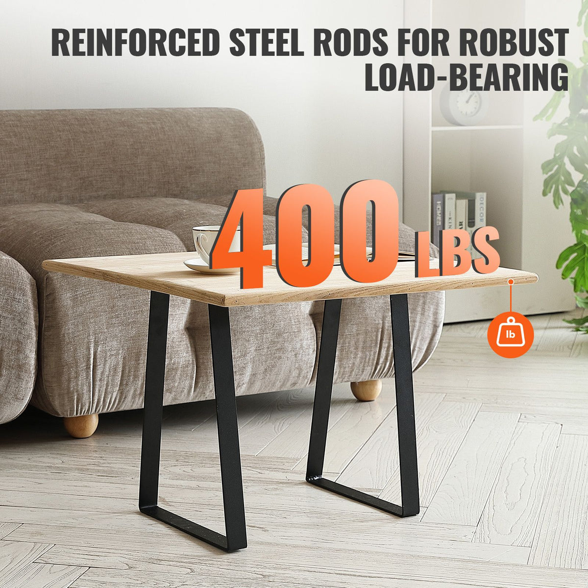 406.4MM Trapezoid Steel Table Legs, Replacement Furniture Legs Set of 2 for DIY Coffee Tables, Modern Desks, Bench, Night Stands, Sofa, Max Load 181.4KG Heavy Duty, Quick Instalation Legs Black