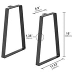 406.4MM Trapezoid Steel Table Legs, Replacement Furniture Legs Set of 2 for DIY Coffee Tables, Modern Desks, Bench, Night Stands, Sofa, Max Load 181.4KG Heavy Duty, Quick Instalation Legs Black