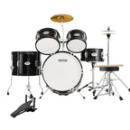 Kids Drum Set, 5-Piece, 406.4 mm Beginner Full Drum Set with Bass Toms Snare Floor Drum Adjustable Throne Cymbal Hi-Hat Pedal and Two Pairs of Drumsticks, Starter Drum Kit for Child Kids, Black