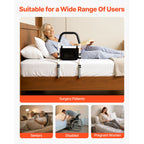 Bed Rail for Elderly, Bedside Assist Rails with PU Handrail, Adjustable Height Pipe Bedside Cane, High-Strength Carbon Steel Bed Bars for Seniors & Patients, Fits King, Queen, Full, Twin