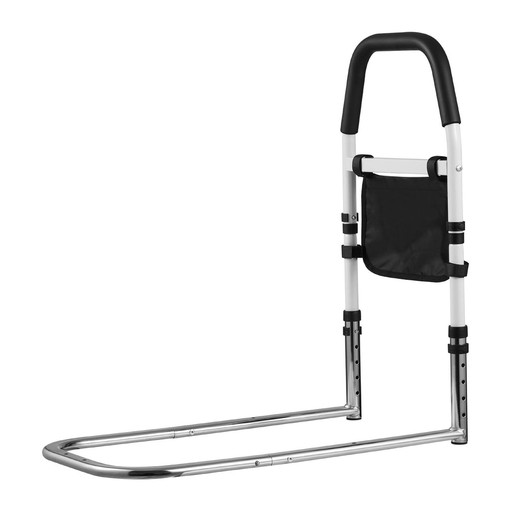 Bed Rail for Elderly, Bedside Assist Rails with PU Handrail, Adjustable Height Pipe Bedside Cane, High-Strength Carbon Steel Bed Bars for Seniors & Patients, Fits King, Queen, Full, Twin