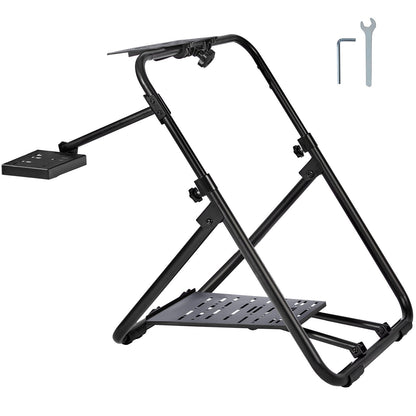Foldable Racing Steering Wheel Stand, Height Adjustable Universal Base Compatible with Logitech & Thrustmaster Racing Wheel and Pedal, Heavy-duty Frame Standard GT/Formula Seating Portable