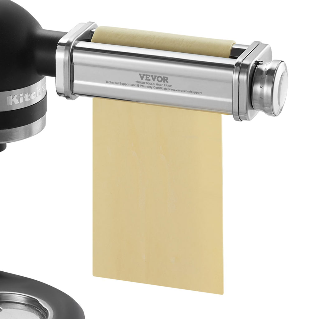 VEVOR Pasta Attachment for KitchenAid Stand Mixer, Stainless Steel Pasta Sheet Roller Attachment, Pasta Maker Machine Accessory with 8 Adjustable Thickness Knob, KitchenAid Pasta Attachment by VEVOR