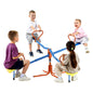 Kids Seesaw, 49.9 kg Load Capacity per Seat, Sit and Spin Teeter Totter with 4-prong Support Legs, Kids Outdoor Playground Equipment, Swiveling 360 Degrees Rotating for Children Aged 3+, 4 Seats