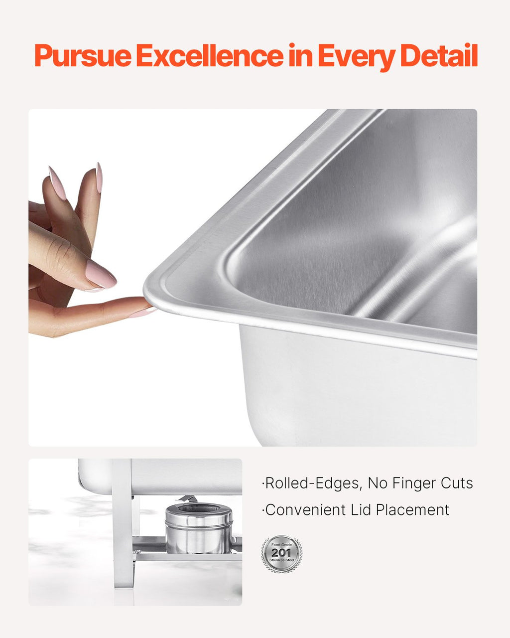 8 Qt 2 Pack Rectangle Chafing Dish Buffet Set Fullsize Pan Stainless Steel