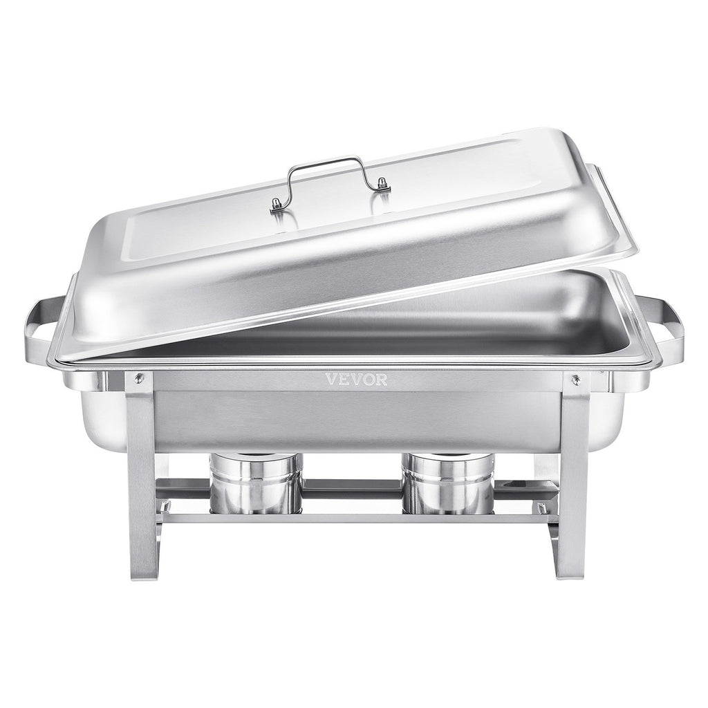 8 Qt 2 Pack Rectangle Chafing Dish Buffet Set Fullsize Pan Stainless Steel