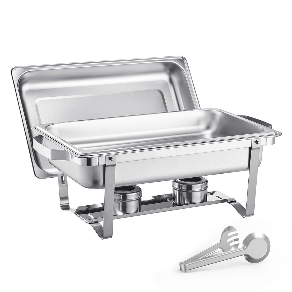 8 Qt 2 Pack Rectangle Chafing Dish Buffet Set Fullsize Pan Stainless Steel