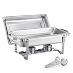8 Qt 2 Pack Rectangle Chafing Dish Buffet Set Fullsize Pan Stainless Steel