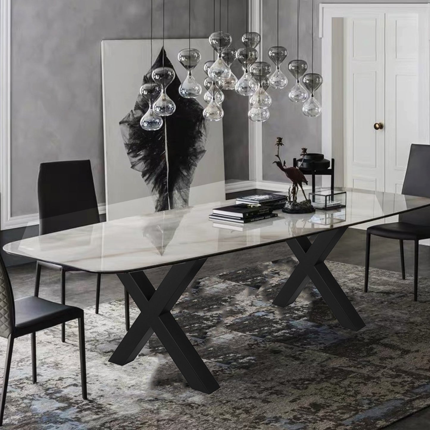 VEVOR Metal Table Legs 28.4 x 29.9 Inch Black Table Legs Premium steel table legs with X-frame style Steel Bench Legs Country Style Table Legs Furniture Leg Perfect for Coffee Store Home Office Bar