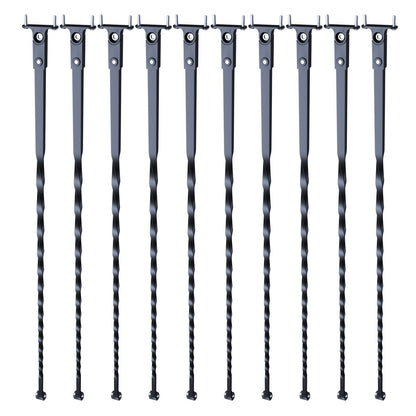 Staircase Metal Balusters, 44'' x 1/2" Galvanized Steel Decorative Banister Spindles, 10 Pack Deck Baluster with Hollow Twists, Satin Black Spiral Stair Railing with Shoes & Screws